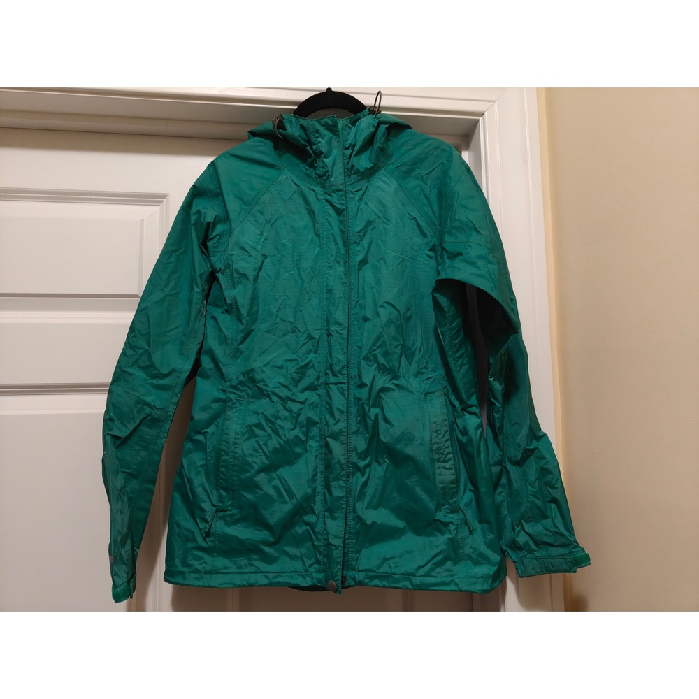 Eastern Mountain Sports EMS Green Rain Jacket Hooded Windbreaker Womens Medium